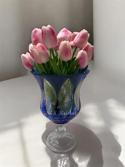 Lavin Vazo Kısa 25 Cm Taç Mavi
