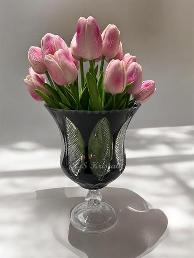 Lavin Vazo Kısa 25 Cm Taç Siyah