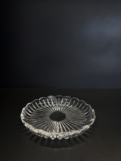 Pasta Tabağı 16 Cm Dik Kesme Dilimli Şeffaf 