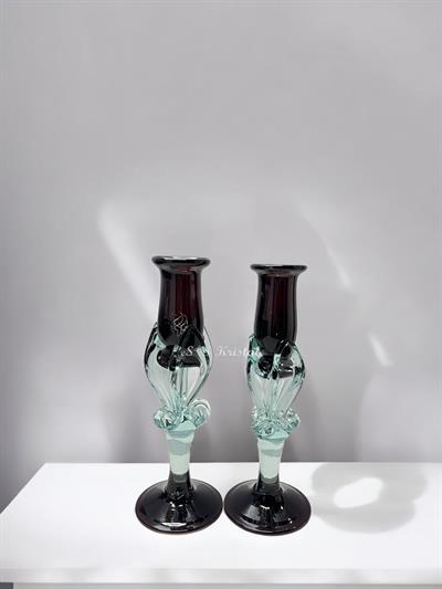 Üfleme Şamdan 2 Li Set Sadecam Kahverengi