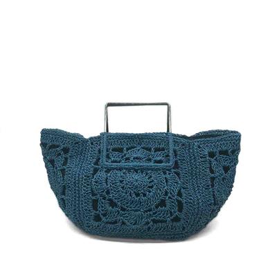 El Yapımı Örgü Gece Mavisi El Çantası