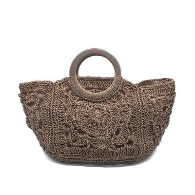 El Yapımı Örgü Toprak Rengi El Çantası