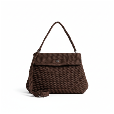 Thea Klasik Kahverengi El Örgüsü Omuz Çantası, Besa Bags El İşi Çantalar