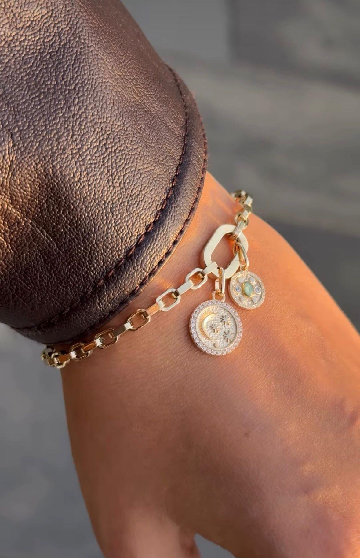 14 Ayar Altın Vintage Charm Bileklik