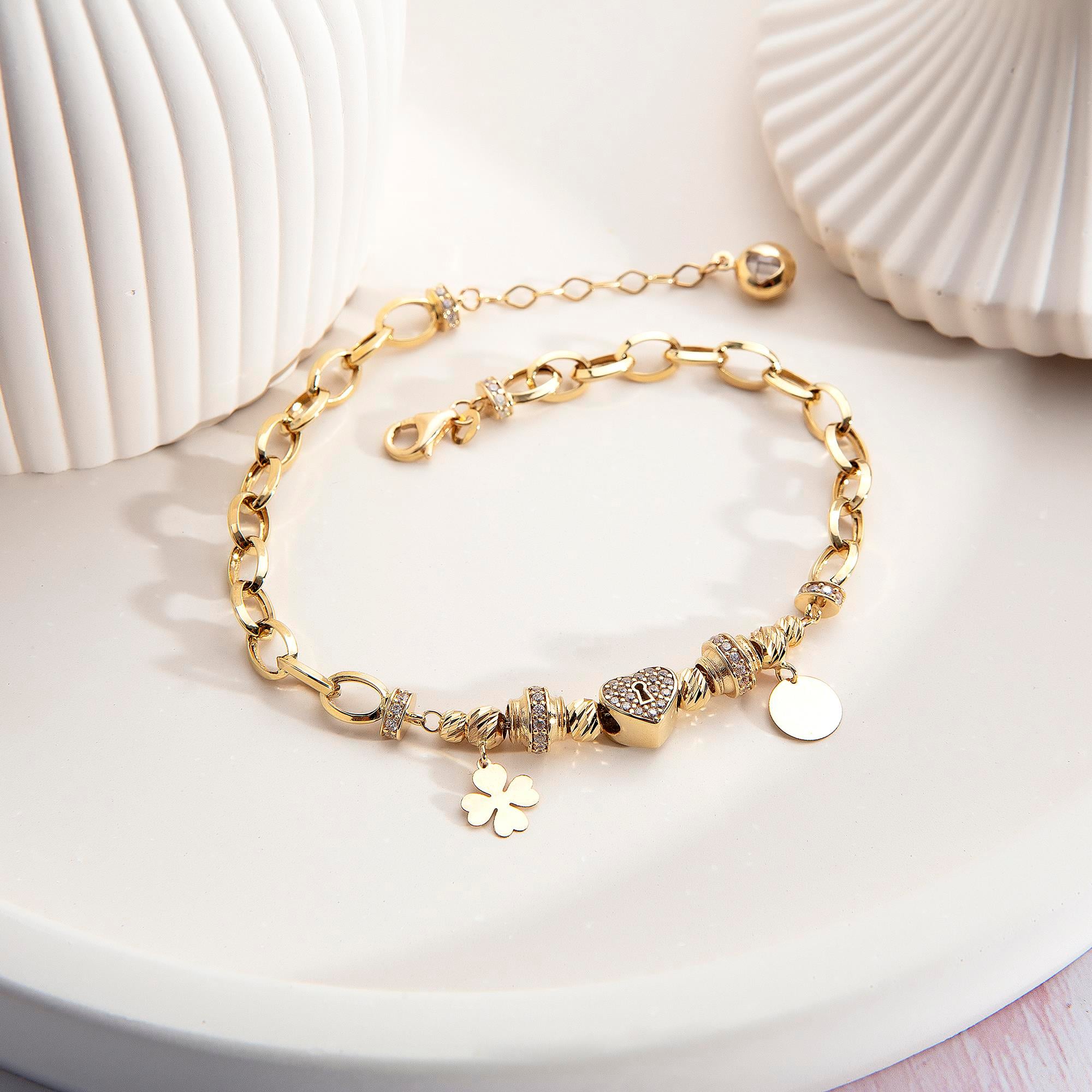 14 AYAR ALTIN CHARM BİLEKLİK