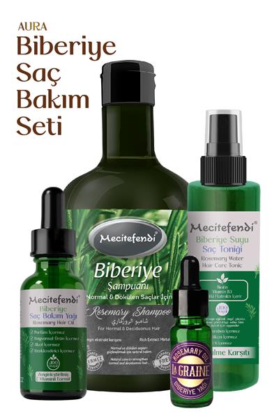 Biberiye Saç Bakım Seti Aura - Biberiye Şampuanı 400 Ml + Biberiye Serumu 50 Ml + Biberiye Suyu Saç Toniği 150 Ml + Biberiye Yağı 10 Ml