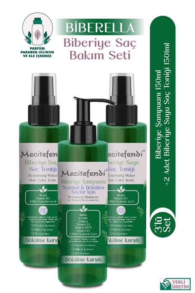 Biberiye Saç Bakım Seti Biberella - Biberiye Şampuan 150 Ml + Biberiye Suyu Saç Toniği (150 Ml X 2 Adet) 11 Bitki Ekstraktlı