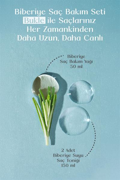 Biberiye Saç Bakım Seti Bukle - Biberiye Suyu Saç Toniği 11 Ekstraktlı (150 Ml X 2 Adet) + Biberiye Saç Serumu 50 ml