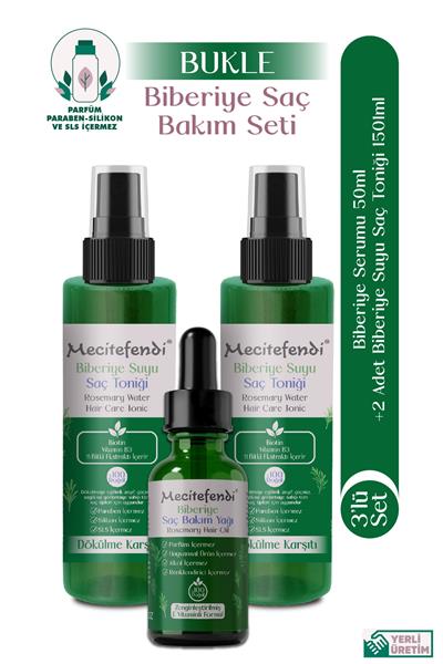 Biberiye Saç Bakım Seti Bukle - Biberiye Suyu Saç Toniği 11 Ekstraktlı (150 Ml X 2 Adet) + Biberiye Saç Serumu 50 ml