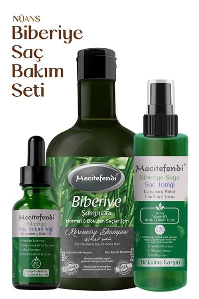 Biberiye Saç Bakım Seti Nüans - Biberiye Şampuan 400 Ml + Biberiye Serumu 50 Ml + Biberiye Tonik 150 Ml