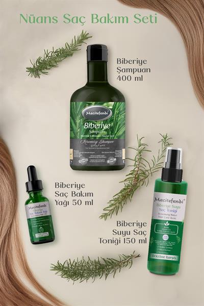 Biberiye Saç Bakım Seti Nüans - Biberiye Şampuan 400 Ml + Biberiye Serumu 50 Ml + Biberiye Tonik 150 Ml