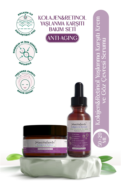 Mecitefendi Kolajen & Retinol Yaşlanma Karşıtı Krem 50 Ml + Kolajen & Retinol Göz Çevresi Serumu 20 Ml