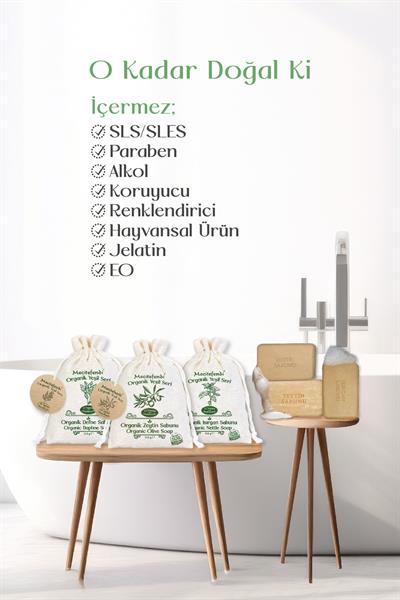 Mecitefendi Organik Yeşil Seri: Saf - Defne, Isırgan Ve Zeytin Sabunu (Nemlendirici Etki) 125 Gr