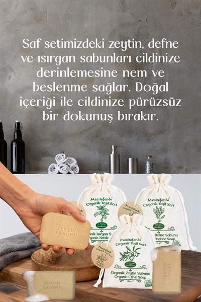 Mecitefendi Organik Yeşil Seri:Saf - Defne, Isırgan Ve Zeytin Sabunu (Nemlendirici Etki) 125 Gr+Mist