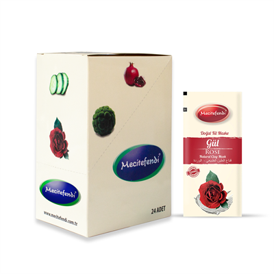 MECİTEFENDİ DOĞAL KİL MASKE-GÜL TEK KULLANIM- (20gr*24 ADET) 