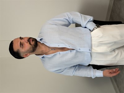  YIKAMALI  %PAMUK UZUN KOL OVERSİZE GÖMLEK BEBE MAVİ