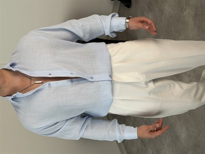  YIKAMALI  %PAMUK UZUN KOL OVERSİZE GÖMLEK BEBE MAVİ