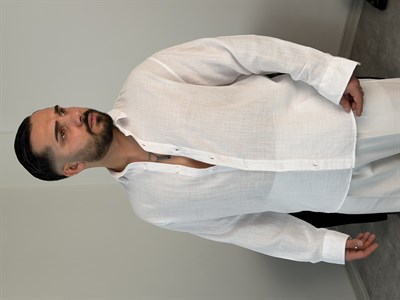  YIKAMALI  %PAMUK UZUN KOL OVERSİZE GÖMLEK BEYAZ