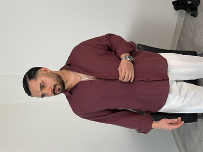  YIKAMALI  %PAMUK UZUN KOL OVERSİZE GÖMLEK MÜRDÜM