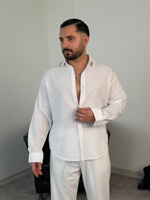  YIKAMALI  %PAMUK UZUN KOL OVERSİZE GÖMLEK BEYAZ