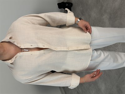  YIKAMALI  %PAMUK UZUN KOL OVERSİZE GÖMLEK BEJ