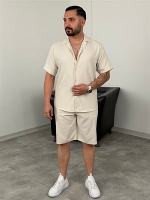 %100 MODAL İNCE  ŞORTLU TAKIM BEJ