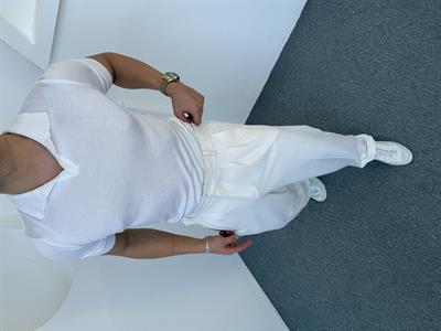 %100 Pamuk Triko Polo Yaka T-Shirt Beyaz