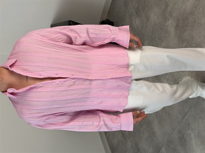 %100 TENSEL KUMAŞ UZUNKOL YAZLIK GÖMLEK PEMBE