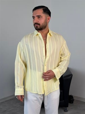 %100 TENSEL KUMAŞ UZUNKOL YAZLIK GÖMLEK SARI