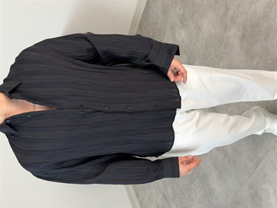 %100 TENSEL KUMAŞ UZUNKOL YAZLIK GÖMLEK SİYAH