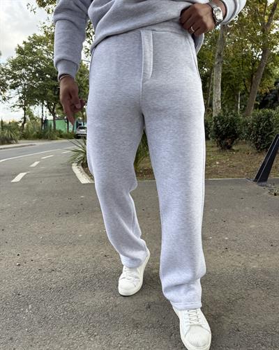 3 İPLİK ŞARDONLU BAGGY KALIP PANTOLON GRİ