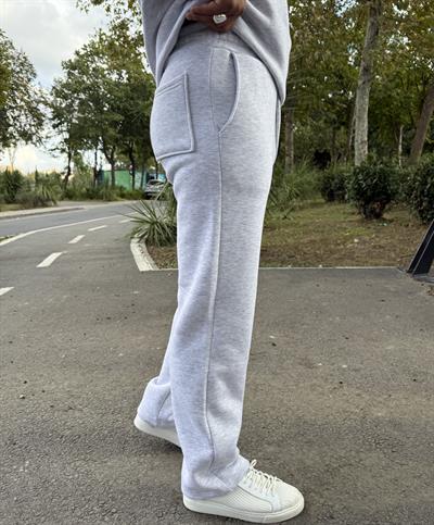 3 İPLİK ŞARDONLU BAGGY KALIP PANTOLON GRİ