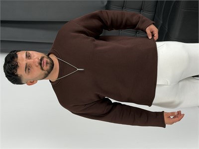 3 İplik Şardonlu Boxy Kalıp Sweatshirt Acı Kahve