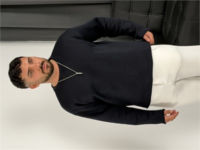 3 İplik Şardonlu Boxy Kalıp Sweatshirt Lacivert