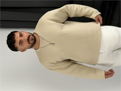 3 İplik Şardonlu Boxy Kalıp Sweatshirt Bej
