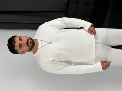 3 İplik Şardonlu Boxy Kalıp Sweatshirt Beyaz