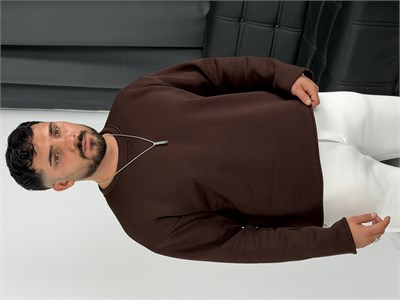3 İplik Şardonlu Boxy Kalıp Sweatshirt Acı Kahve