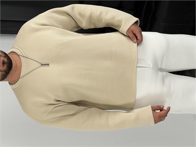 3 İplik Şardonlu Boxy Kalıp Sweatshirt Bej