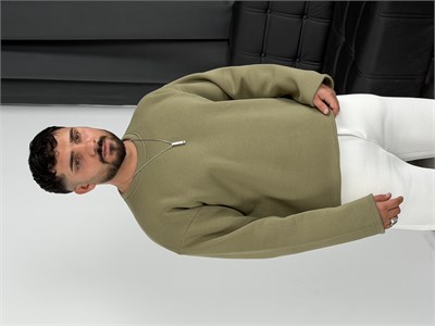 3 İplik Şardonlu Boxy Kalıp Sweatshirt Çağla Yeşili