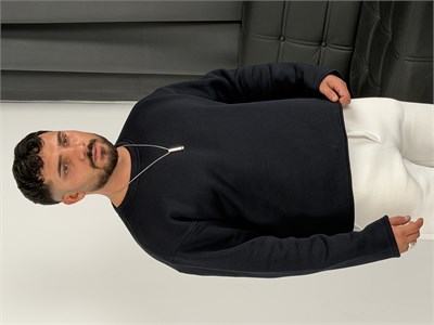 3 İplik Şardonlu Boxy Kalıp Sweatshirt Lacivert