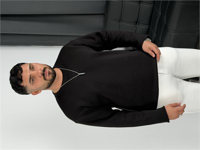 3 İplik Şardonlu Boxy Kalıp Sweatshirt Siyah