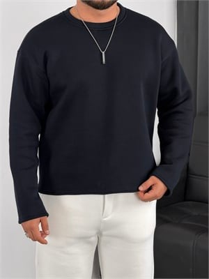3 İplik Şardonlu Boxy Kalıp Sweatshirt Lacivert