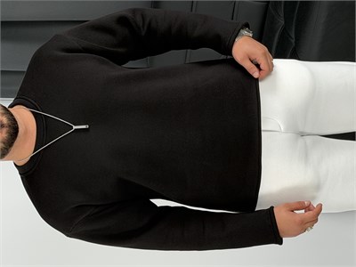 3 İplik Şardonlu Boxy Kalıp Sweatshirt Siyah
