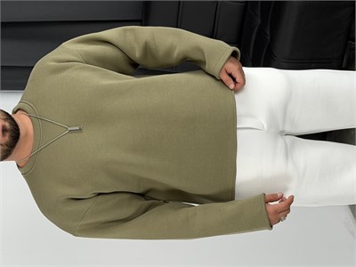 3 İplik Şardonlu Boxy Kalıp Sweatshirt Çağla Yeşili