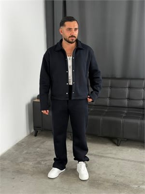 3 İplik Şardonlu Boxy Kalıp Vip Takım Lacivert