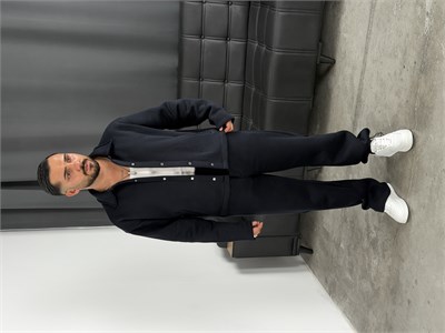 3 İplik Şardonlu Boxy Kalıp Vip Takım Siyah