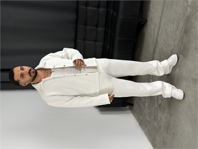 3 İplik Şardonlu Boxy Kalıp Vip Takım Beyaz