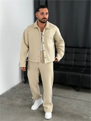 3 İplik Şardonlu Boxy Kalıp Vip Takım Bej