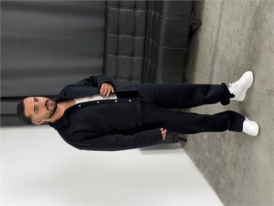 3 İplik Şardonlu Boxy Kalıp Vip Takım Siyah
