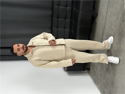 3 İplik Şardonlu Boxy Kalıp Vip Takım Bej